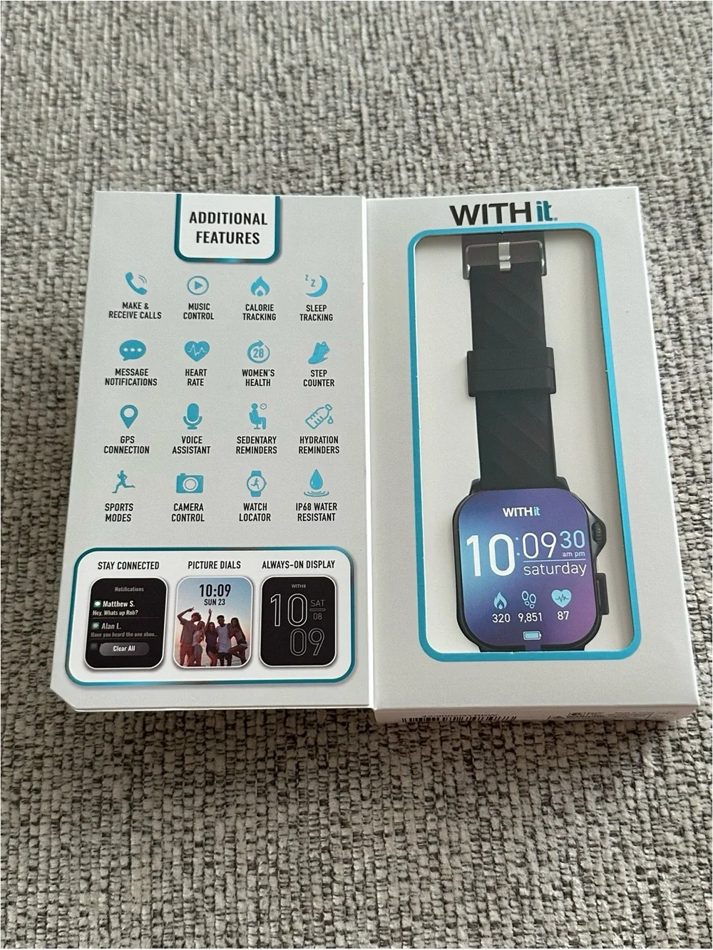 BRAND NEW WITHit Giga Bluetooth Smartwatch (Black) 2.04” AMOLED 48.5mm